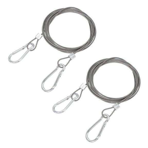 Uxcell Safety Cable Lock, Stainless Steel Cable with Loops Security Wire Lock for Hanging Lighting Luggage Plant 250 x 2mm
