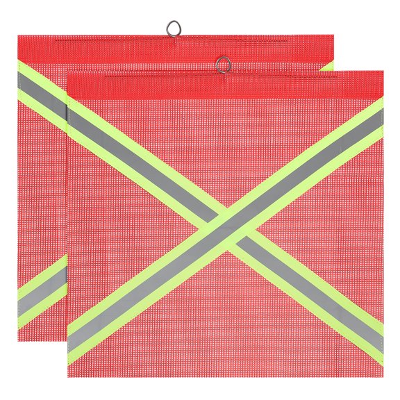 Uxcell Safety Flags, 18x18 Inch Warning Safety Flag with Cross-Reflective Strip for Trucks Trailer Hauling Red 2 Pack
