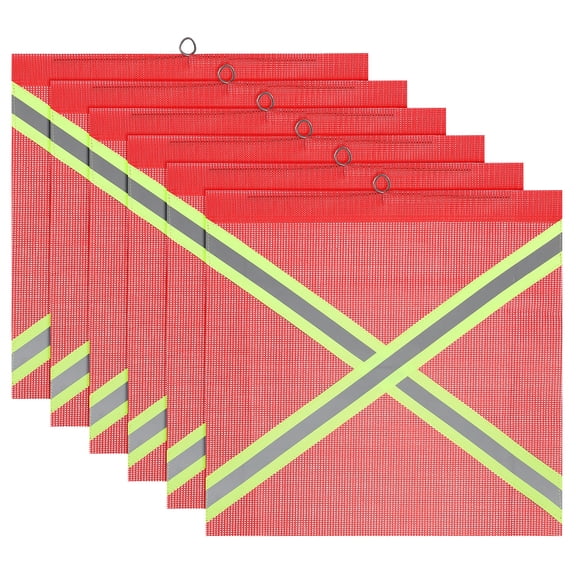 Uxcell Safety Flags, 18x18 Inch Warning Safety Flag with Cross-Reflective Strip for Trucks Trailer Hauling Red 6 Pack