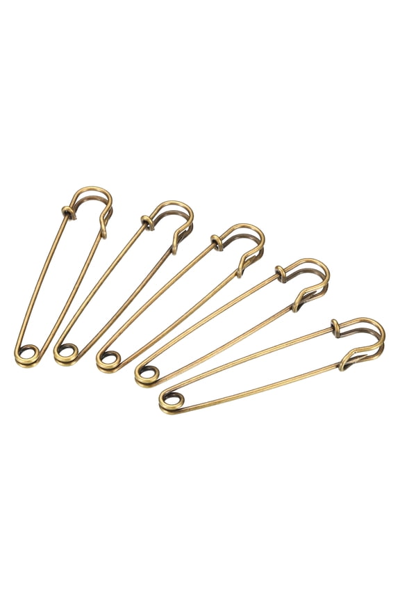 Safety Pins 3.94 Inch Large Metal Sewing Pins Bronze Tone 10Pcs