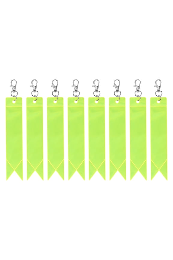 Safety Reflector 6", Reflector Tag Pendant Reflective Safety Keychain Gear with Clip, Fluorescent Green 8 Pcs