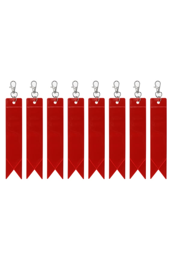 Safety Reflector 6", Reflector Tag Pendant Reflective Safety Keychain Gear with Clip, Red 8 Pcs