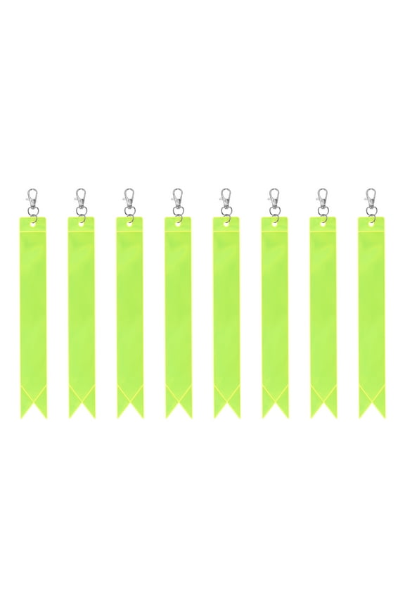Safety Reflector 8", Reflector Tag Pendant Reflective Safety Keychain Gear with Clip, Fluorescent Green 8 Pcs