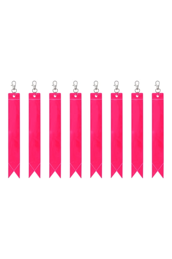 Safety Reflector 8", Reflector Tag Pendant Reflective Safety Keychain Gear with Clip, Pink 8 Pcs