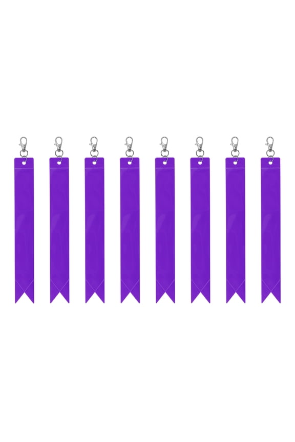Safety Reflector 8", Reflector Tag Pendant Reflective Safety Keychain Gear with Clip, Purple 8 Pcs
