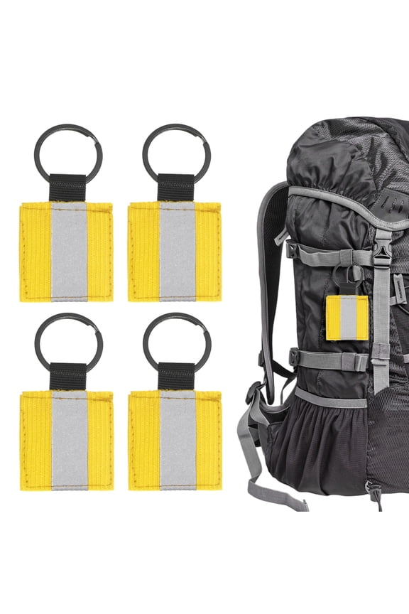 Safety Reflector Pendants [4PCS] - Fabric Reflective Safety Keychain Gear for Backpack[Golden-2.8IN/7CM]