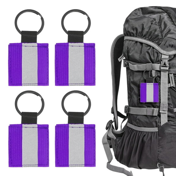 Uxcell Safety Reflector Pendants [4PCS] - Fabric Reflective Safety Keychain Gear for Backpack[Purple-2.8IN/7CM]