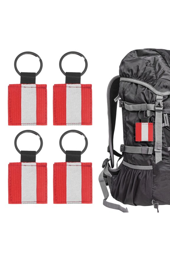 Safety Reflector Pendants [4PCS] - Fabric Reflective Safety Keychain Gear for Backpack[Red-2.8IN/7CM]