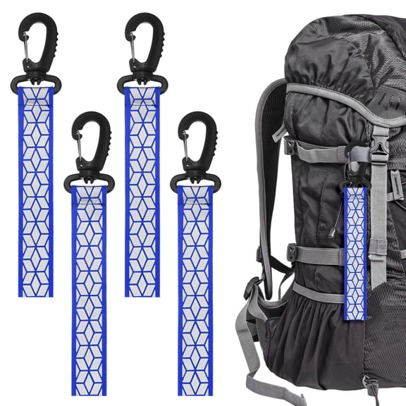 Uxcell Safety Reflector Pendants [4PCS] - Reflective Safety Keychain Gear with Plastic Buckle for Backpack[Blue-8.1IN/20.5CM]