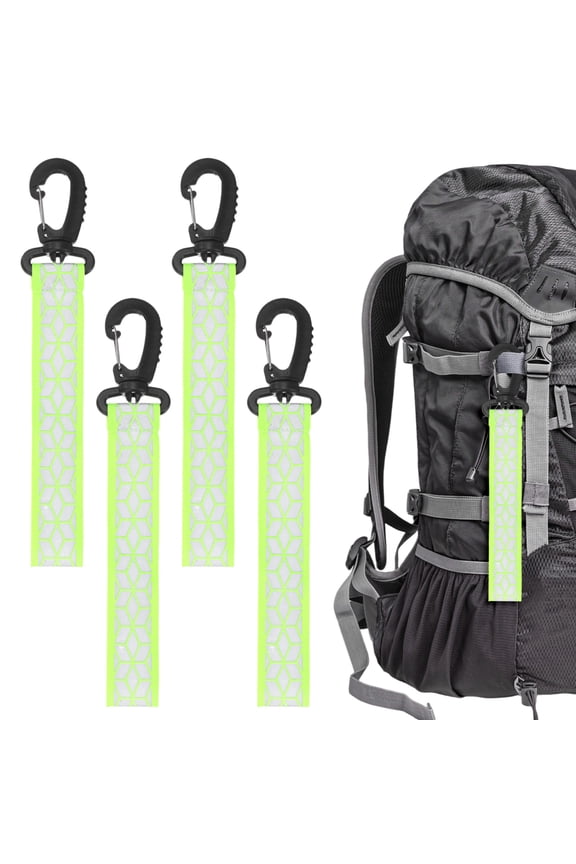 Safety Reflector Pendants [4PCS] - Reflective Safety Keychain Gear with Plastic Buckle for Backpack[Fluorescent Green-8.1IN/20.5CM]