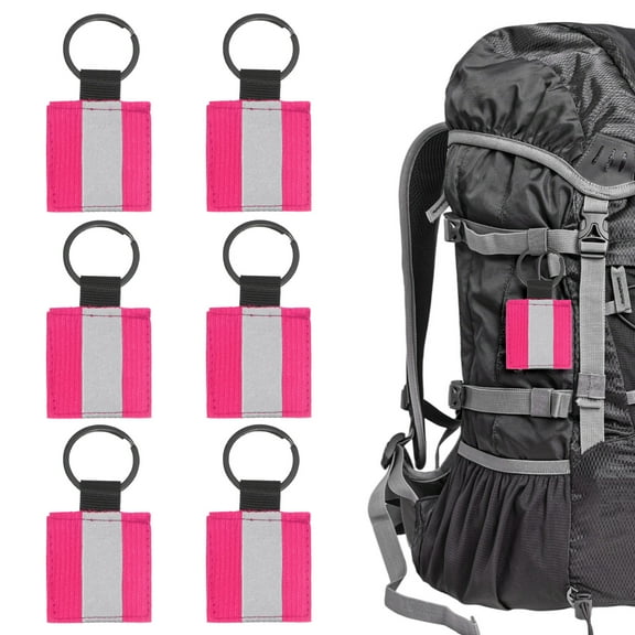 Uxcell Safety Reflector Pendants [6PCS] - Fabric Reflective Safety Keychain Gear for Backpack[Pink-2.8IN/7CM]