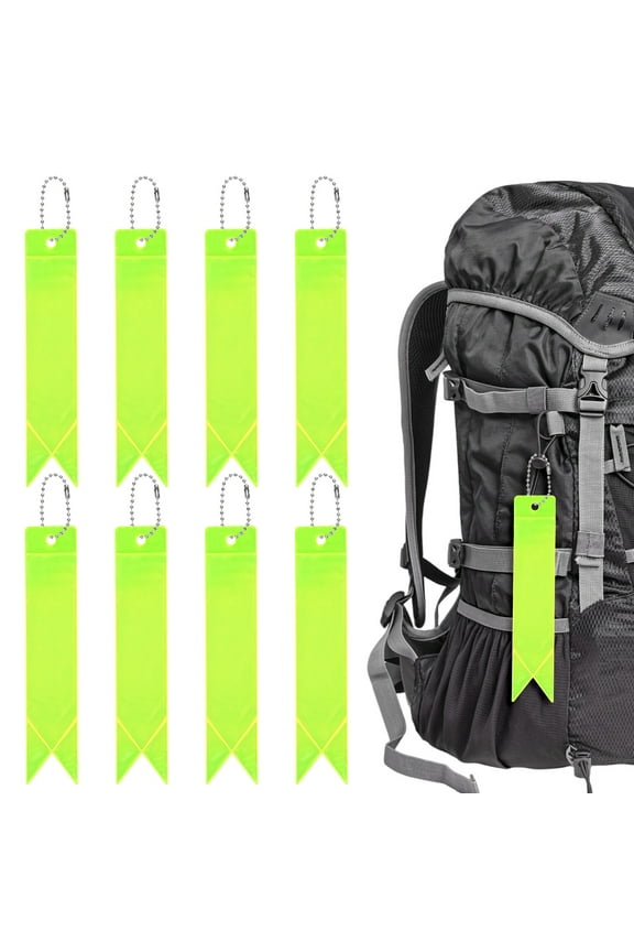 Safety Reflector Pendants [8PCS] - Reflective Safety Keychain Gear with Chain for Backpack[Fluorescent Green-5.9IN/15CM]