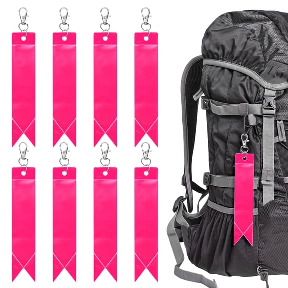 Uxcell Safety Reflector Pendants [8PCS] - Reflective Safety Keychain Gear with Clips for Backpack[Pink-5.9IN/15CM]