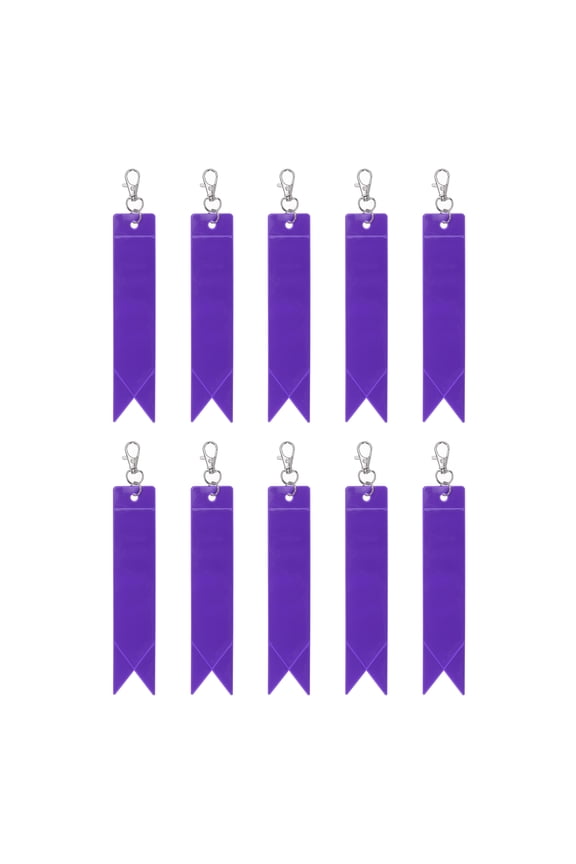 Safety Reflector, Reflective Tags Pendant Safety Keychain Gear with Clip 5.9" & Purple & 10Pcs - Fitting For(Keychain/Purses/Backpack/Wheelchairs Cycling/Running/Walking)