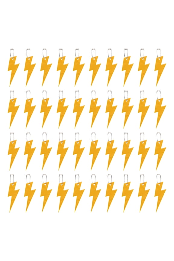 Safety Reflector, Reflective Tags Pendant Thunder Shaped Safety Keychain with Chain Gold & 40Pcs - Fitting For(Keychain/Purses/Backpack/Wheelchairs Cycling/Running/Walking)