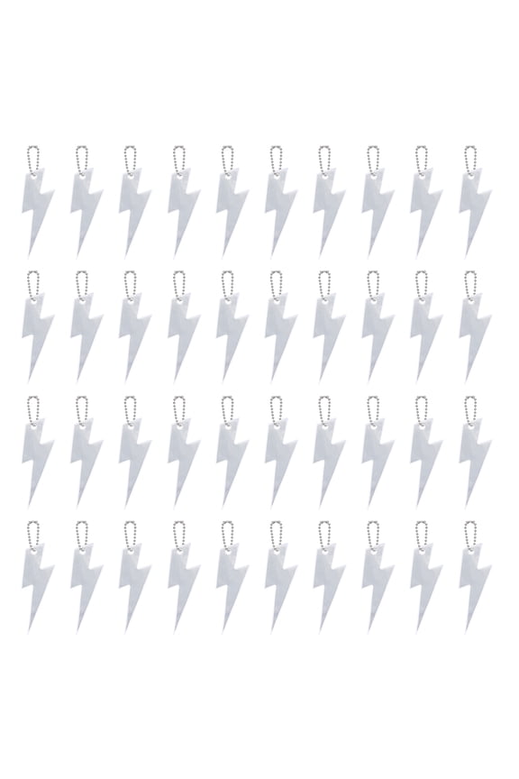 Safety Reflector, Reflective Tags Pendant Thunder Shaped Safety Keychain with Chain Silver & 40Pcs - Fitting For(Keychain/Purses/Backpack/Wheelchairs Cycling/Running/Walking)