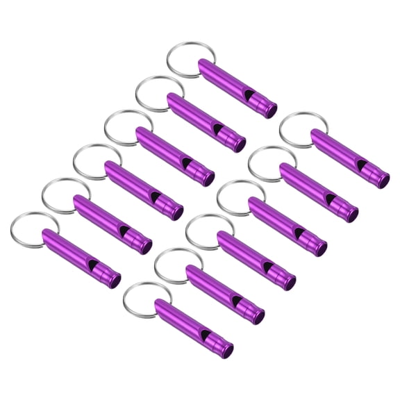 Uxcell Safety Whistle, Aluminum Outdoor Survival Whistle for Hiking, Purple 12 Pack