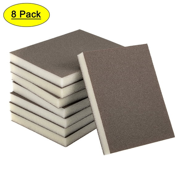 Uxcell Sanding Sponge, Medium Grit 120 Grit Block Pad 4.72" x 3.86" x 0.47" 8Pack