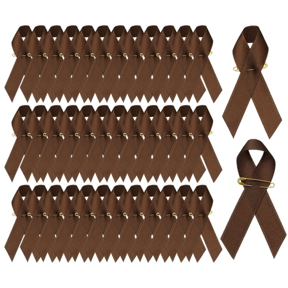 Uxcell Satin Awareness Ribbons with Pins for Charity Public Social Party Event - 100 Pcs & 3 Inch & Brown
