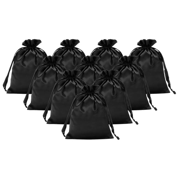 Uxcell Satin Bags with Drawstring, 20 Pack 6 x 8 Inch Satin Wedding Favor Bags Mini Gift Packaging Bags for Birthday Christmas Jewelry Party Storage, Black