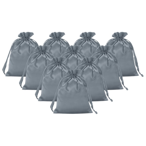 Uxcell Satin Bags with Drawstring, 20 Pack 6 x 8 Inch Satin Wedding Favor Bags Mini Gift Packaging Bags for Birthday Christmas Jewelry Party Storage, Gray