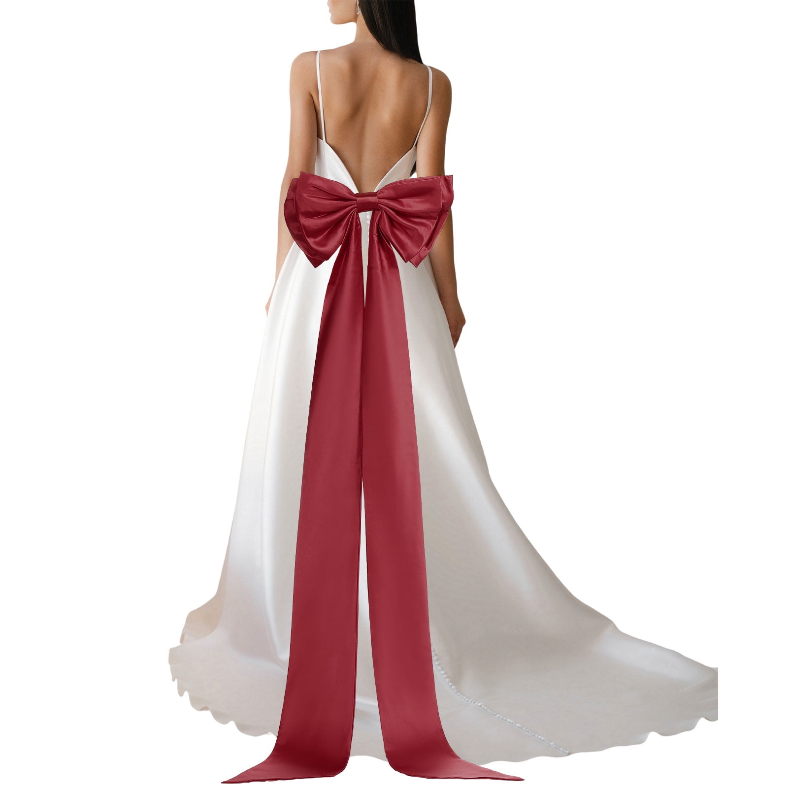 formal dress with big bow on back Open-Back Long Prom Dress with Statement Bow Black / 4 main image 1