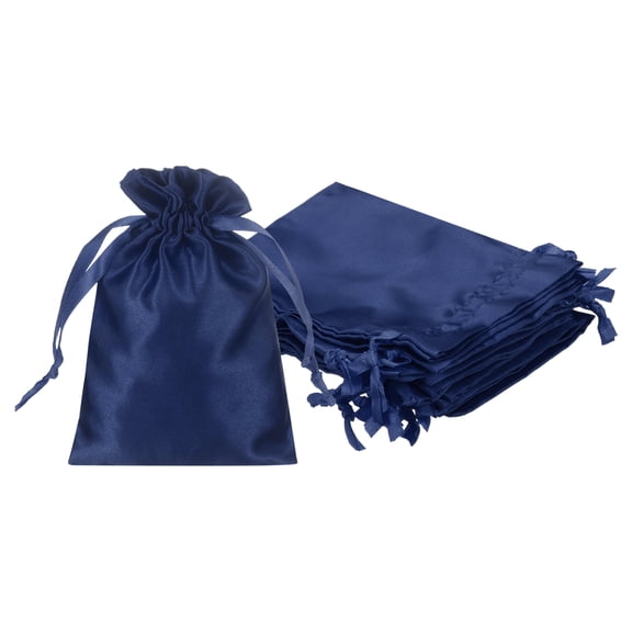 Uxcell Satin Drawstring Favor Bags, (5.9" x 3.9", Navy Blue) (12Pcs), Satin Gift Bags Gift Pouches with Drawstrings, Suit for - Wedding/Festival/Birthday/Celebration