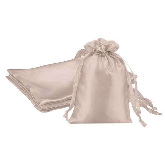 Uxcell Satin Drawstring Gift Bags for Jewelry, Candy, and Party Favors Champagne 4 x 6 Inch