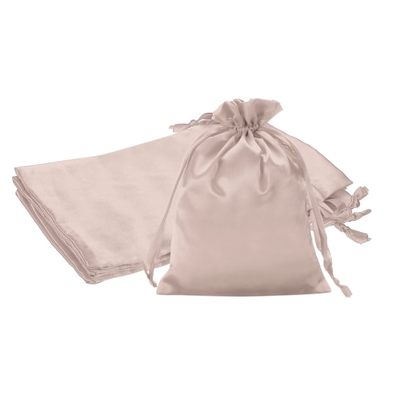Uxcell Satin Drawstring Gift Bags for Jewelry, Candy, and Party Favors Champagne 6 x 8 Inch