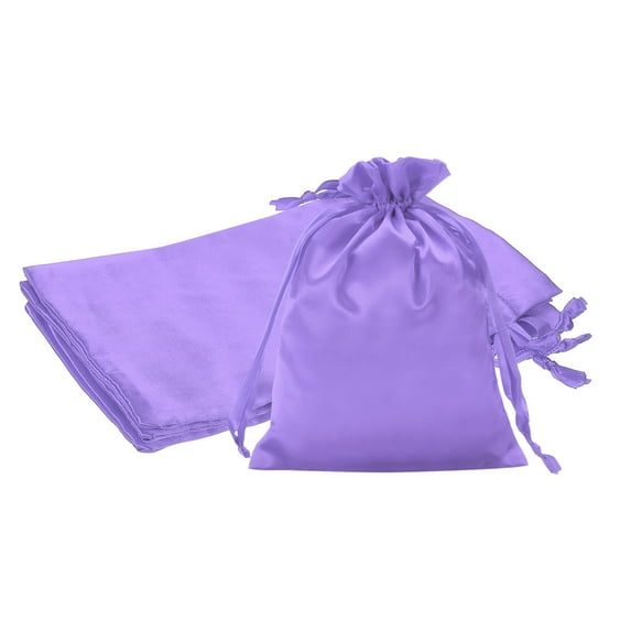 Uxcell Satin Drawstring Gift Bags for Jewelry, Candy, and Party Favors Light Purple 6 x 8 Inch