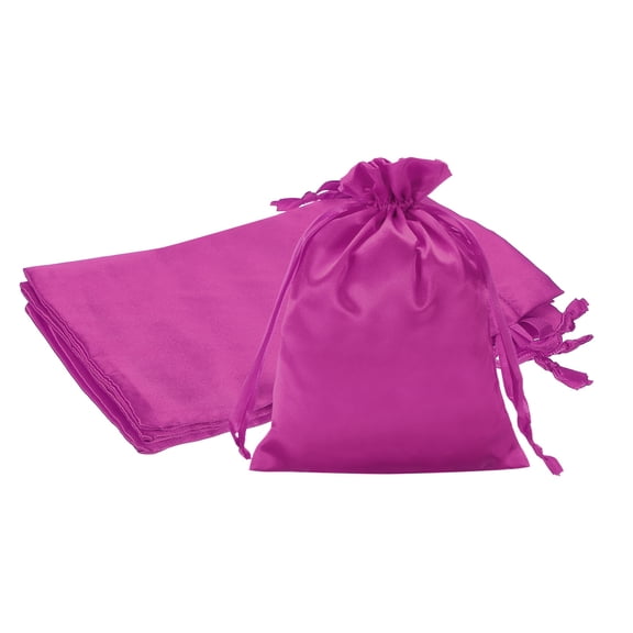 Uxcell Satin Drawstring Gift Bags for Jewelry, Candy, and Party Favors Rose Red 6 x 8 Inch