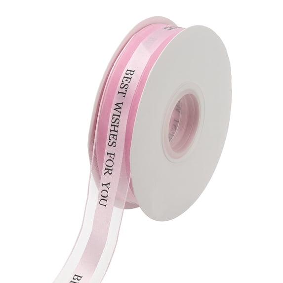 Uxcell Satin Ribbon, Best Wishes for You Valentine Ribbon for Gift Wrapping Fabric Ribbon for Craft DIY Wedding Birthday Valentine's Day Bouquet Accessories Light Purple