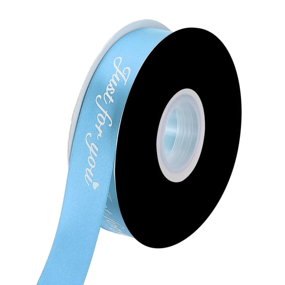 Uxcell Satin Ribbon Just for You Valentine Ribbon for Gift Wrapping Fabric Ribbon for Craft DIY Wedding Birthday Valentine's Day Bouquet Accessories Light Blue 49 Yard
