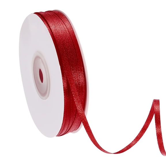 Uxcell Satin Ribbon (100 Yards, 1/8" Wide, Vine Red) Double Face Solid Fabric Ribbon, Suit for Craft/DIY/Gift Wrapping/Hair Bows/Floral Bouquets/Wedding/Birthday/Party Decoration