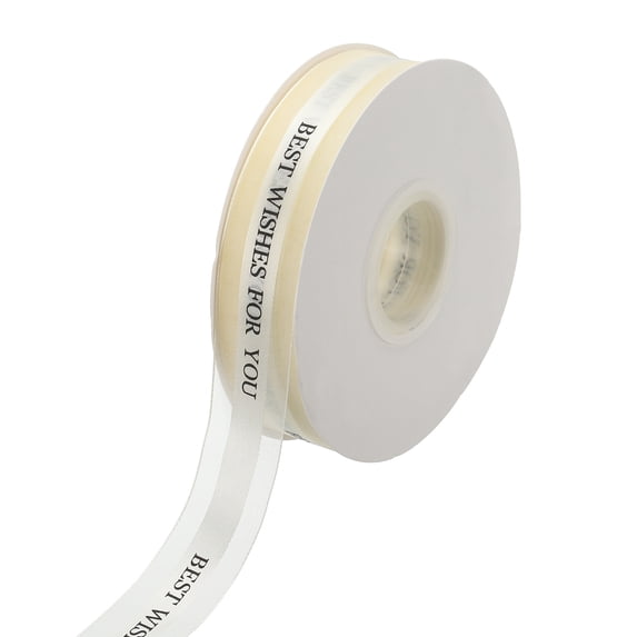 Uxcell Satin Ribbon, Best Wishes for You Valentine Ribbon for Gift Wrapping Fabric Ribbon for Craft DIY Wedding Birthday Valentine's Day Bouquet Accessories Beige