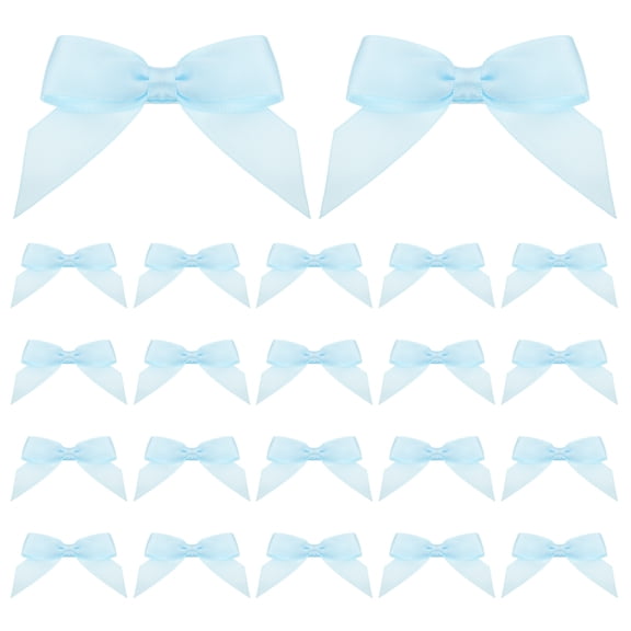 Uxcell Satin Ribbon Bow Mini Bows with Double-Sided Tape Self Adhesive for DIY Craft Gift Wrapping Treat Bags Decoration Light Blue