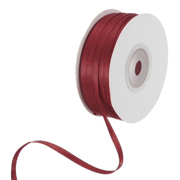 Uxcell Satin Ribbon, Double Face Polyester Satin Ribbon for Gift Wrapping, Bouquet Wine Red