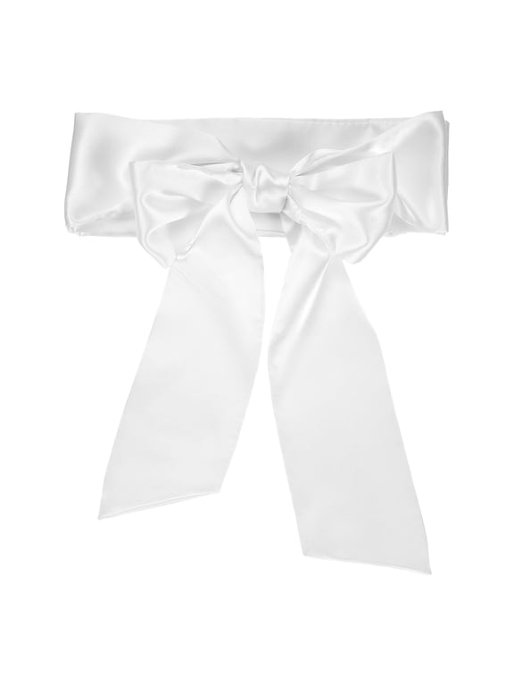 Satin Sash Belt, Wedding Party Blank Waist Belts Bright White , Bridal Satin Dress Prom Accessory, for Graduation Birthday Decoration DIY Accessory Homecoming