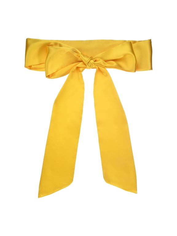 Satin Sash Belt, Wedding Party Blank Waist Belts Bright Yellow , Bridal Satin Dress Prom Accessory, for Graduation Birthday Decoration DIY Accessory Homecoming