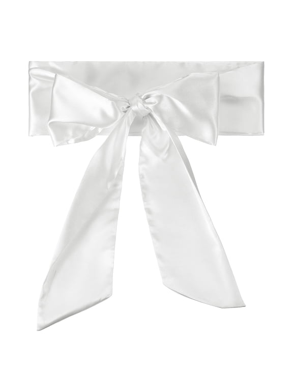 Satin Sash Belt, Wedding Party Bridal Blank Satin Waist Belts Prom Accessory for Graduation Birthday Decoration DIY Accessory Homecoming, White