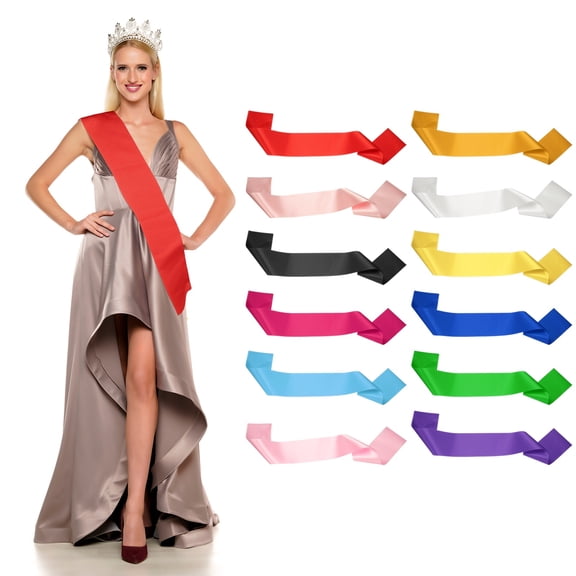 Uxcell Satin Sash, Blank Sash, Pageant Ribbon - Fitting for (Beauty Pageant/Party/Wedding/Birthday/DIY Decorations) 12 Pack & Multicolor