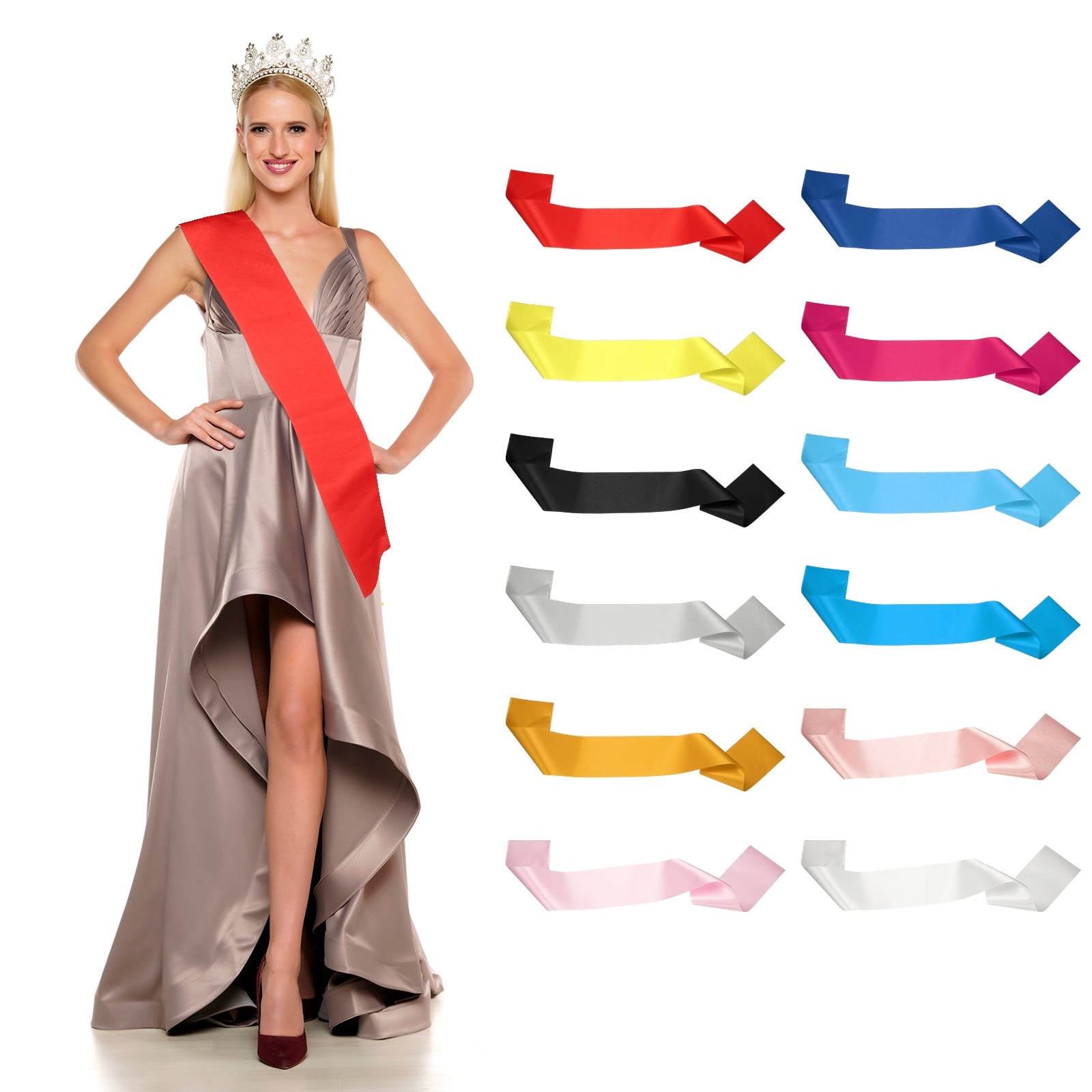 Uxcell Satin Sash, Blank Sash Pageant Ribbon for Beauty Pageant Party ...