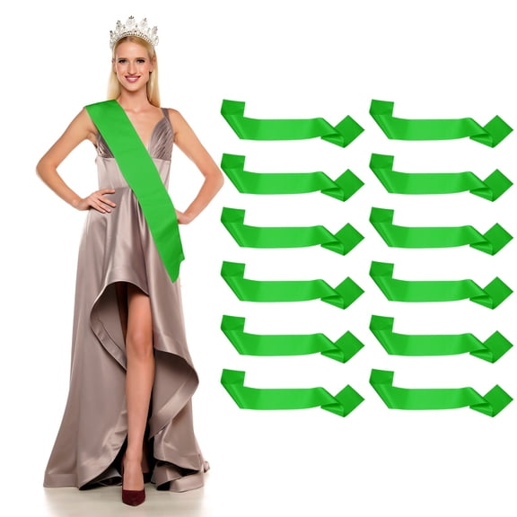 Uxcell Satin Sash, Blank Sash, Pageant Ribbon for Beauty Pageant Party Wedding DIY Decorations 12 Pack & Green