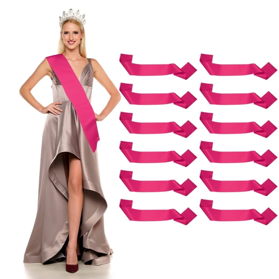 Uxcell Satin Sash, Blank Sash, Pageant Ribbon for Beauty Pageant Party Wedding DIY Decorations 12 Pack & Rose Red
