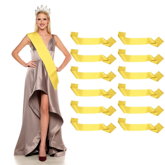 Uxcell Satin Sash, Blank Sash, Pageant Ribbon for Beauty Pageant Party Wedding DIY Decorations 12 Pack & Yellow