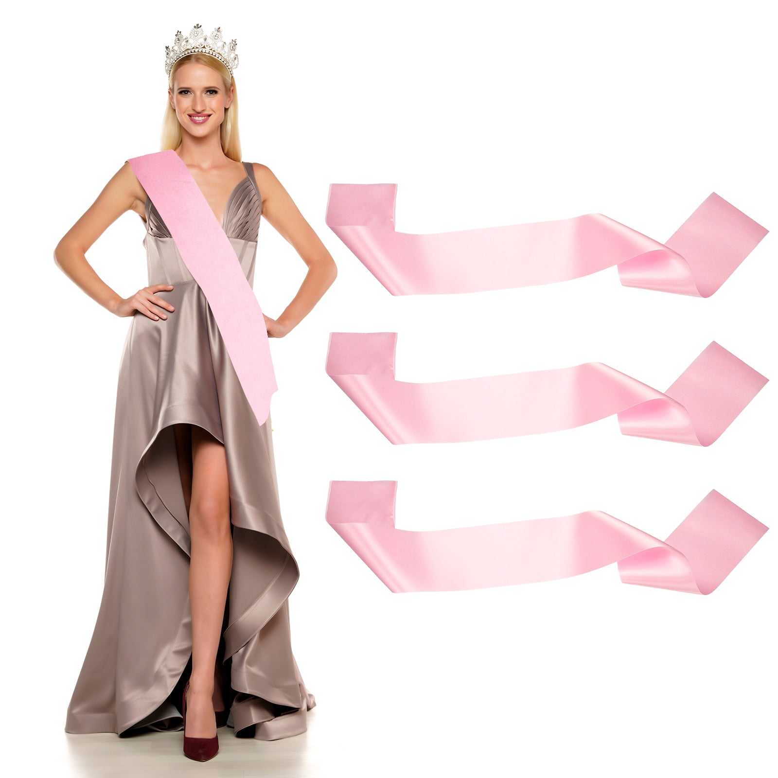 Pageant Button Ribbon Uxcell Satin Sash, Blank Sash, Pageant Ribbon for Beauty Pageant Party ...
