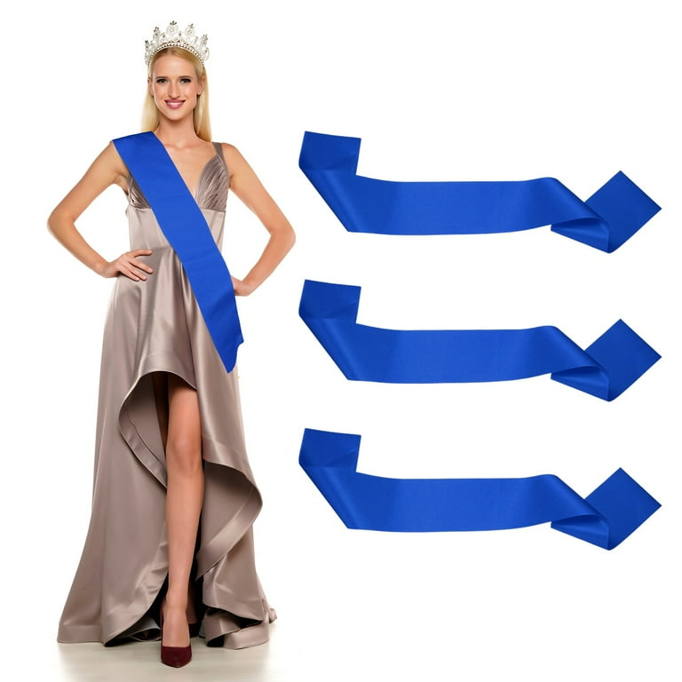 Uxcell Satin Sash, Blank Sash, Pageant Ribbon for Beauty Pageant Party Wedding DIY Decorations 3 Pack & Sapphire Blue Uxcell Satin Sash, Blank Sash, Pageant Ribbon for Beauty Pageant Party Wedding DIY Decorations 3 Pack & Sapphire Blue