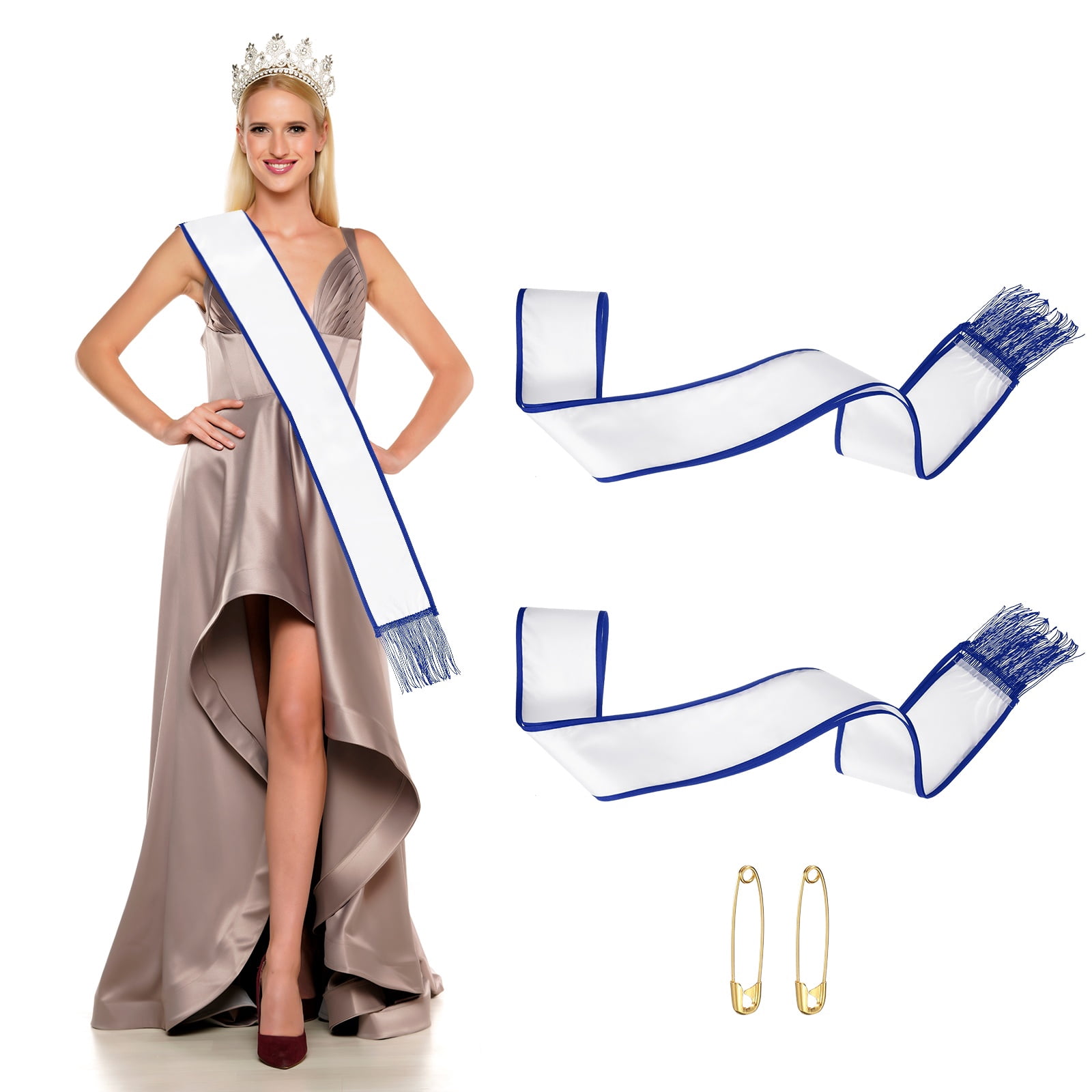 Paegeant Ribbon Uxcell Satin Sash with Tassels, Blank Sash, Pageant Ribbon for Beauty ...
