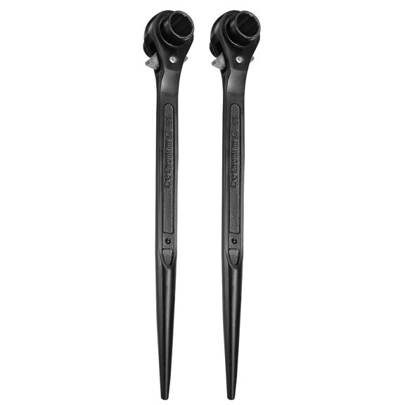 Uxcell 2 Pcs Scaffolding Podger Ratchet Wrench 0.51 x 0.59 in CR-V 12 Point Scaffold Spud Spanner Tool Black