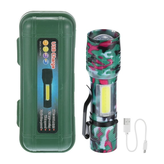 Uxcell Scalable LED Flashlight, 2Set 3 Mode High Lumens LED Torch White Light USB Rechargeable, Camouflage Red and Green